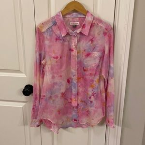 Pilcro Anthropologie Cate Tie-dye button down medium M cotton pink